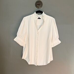 Ann Taylor Cream Button-Up Blouse